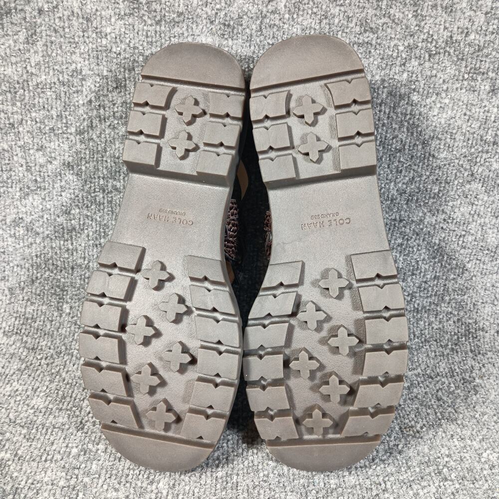 Cole Haan Cressida Lug Sandal Women 9.5 Brown Croc Embossed Leather Platform - Picture 6 of 7